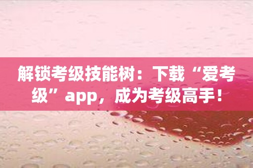 解锁考级技能树：下载“爱考级”app，成为考级高手！