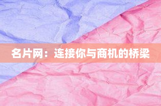 名片网：连接你与商机的桥梁