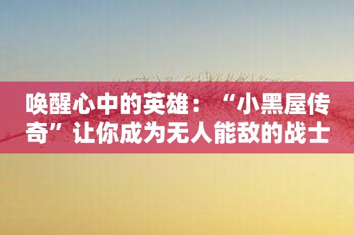 唤醒心中的英雄：“小黑屋传奇”让你成为无人能敌的战士