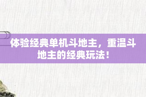 体验经典单机斗地主，重温斗地主的经典玩法！