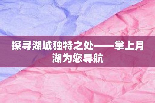 探寻湖城独特之处——掌上月湖为您导航