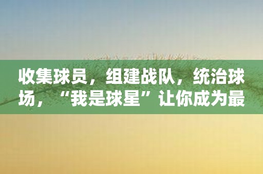 收集球员，组建战队，统治球场，“我是球星”让你成为最强！