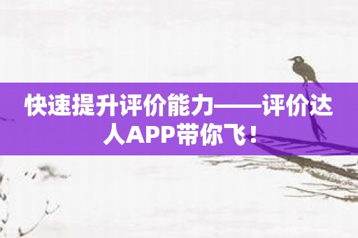 快速提升评价能力——评价达人APP带你飞！