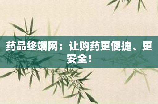 药品终端网：让购药更便捷、更安全！