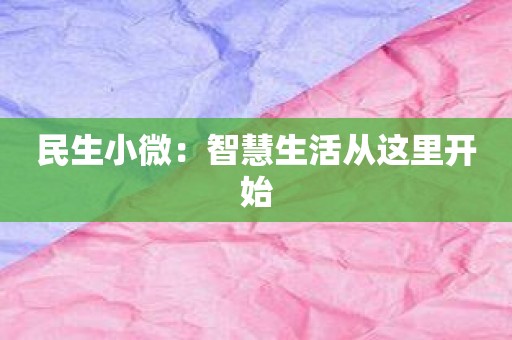 民生小微：智慧生活从这里开始