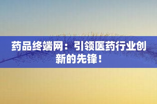 药品终端网：引领医药行业创新的先锋！