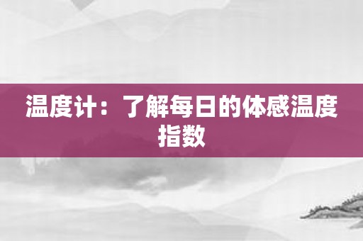 温度计：了解每日的体感温度指数