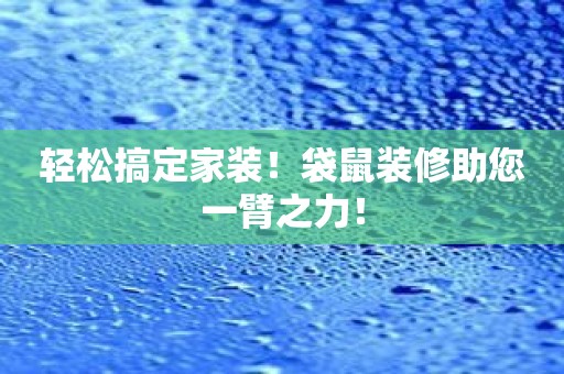 轻松搞定家装！袋鼠装修助您一臂之力！