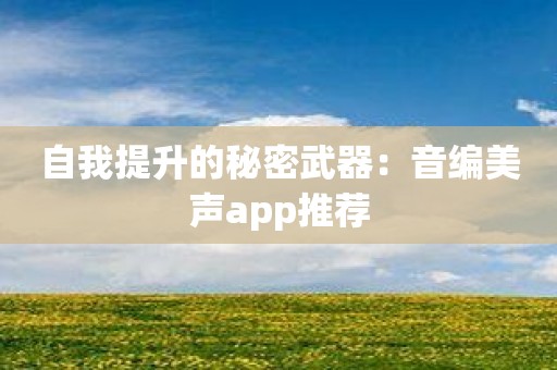 自我提升的秘密武器：音编美声app推荐