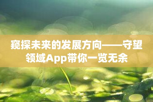 窥探未来的发展方向——守望领域App带你一览无余