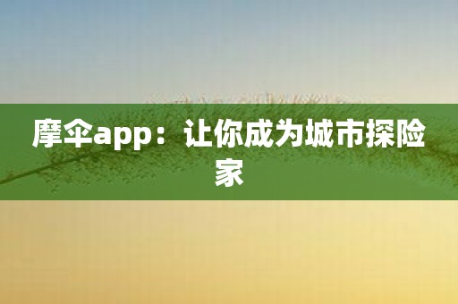 摩伞app：让你成为城市探险家