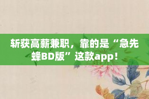 斩获高薪兼职，靠的是“急先蜂BD版”这款app！