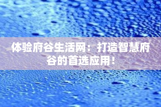 体验府谷生活网：打造智慧府谷的首选应用！