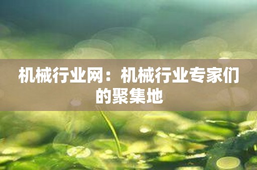 机械行业网：机械行业专家们的聚集地