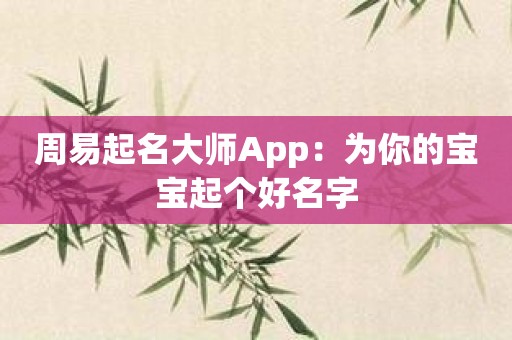 周易起名大师App：为你的宝宝起个好名字