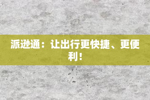 派逊通：让出行更快捷、更便利！