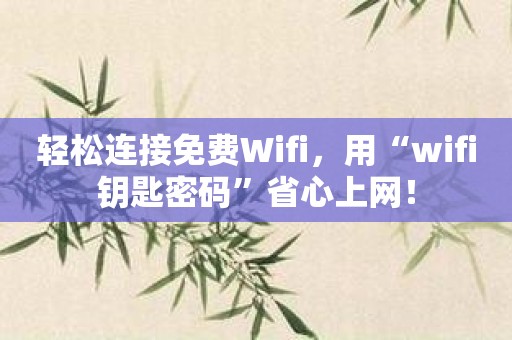 轻松连接免费Wifi，用“wifi钥匙密码”省心上网！