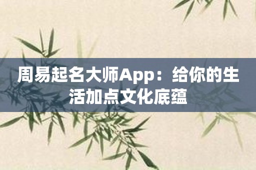 周易起名大师App：给你的生活加点文化底蕴