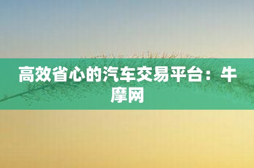 高效省心的汽车交易平台：牛摩网