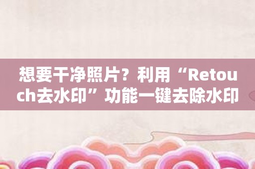 想要干净照片？利用“Retouch去水印”功能一键去除水印