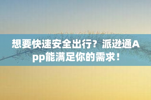 想要快速安全出行？派逊通App能满足你的需求！