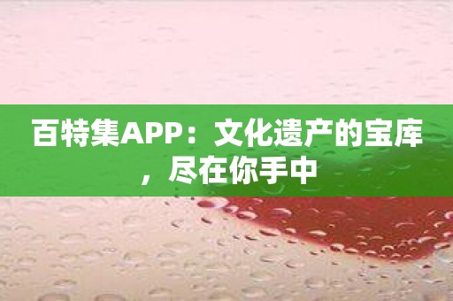 百特集APP：文化遗产的宝库，尽在你手中