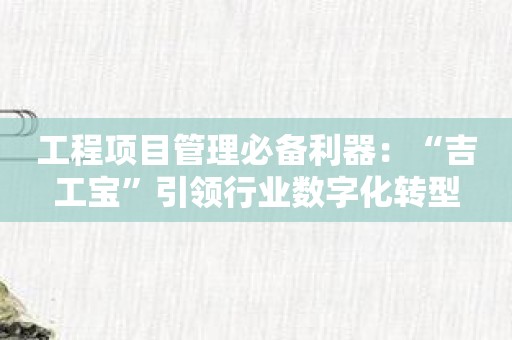 工程项目管理必备利器：“吉工宝”引领行业数字化转型