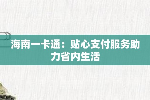 海南一卡通：贴心支付服务助力省内生活