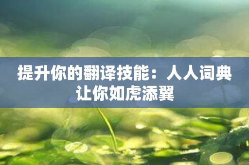 提升你的翻译技能：人人词典让你如虎添翼