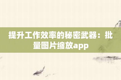 提升工作效率的秘密武器：批量图片缩放app