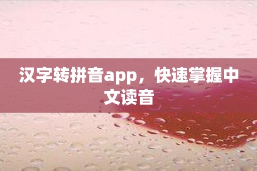 汉字转拼音app，快速掌握中文读音