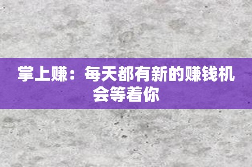 掌上赚：每天都有新的赚钱机会等着你