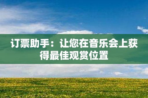 订票助手：让您在音乐会上获得最佳观赏位置