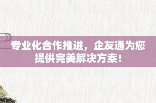 专业化合作推进，企友通为您提供完美解决方案！