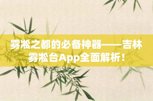 雾凇之都的必备神器——吉林雾凇台App全面解析！