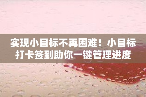 实现小目标不再困难！小目标打卡签到助你一键管理进度