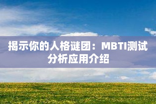 揭示你的人格谜团：MBTI测试分析应用介绍