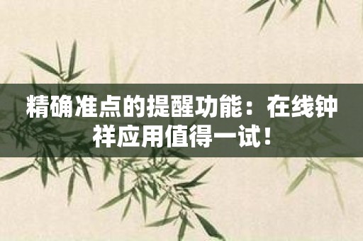 精确准点的提醒功能：在线钟祥应用值得一试！