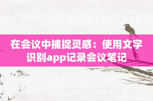 在会议中捕捉灵感：使用文字识别app记录会议笔记