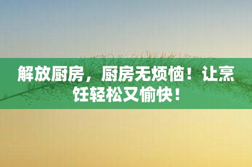 解放厨房，厨房无烦恼！让烹饪轻松又愉快！