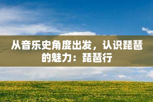 从音乐史角度出发，认识琵琶的魅力：琵琶行