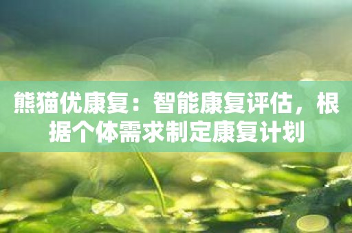 熊猫优康复：智能康复评估，根据个体需求制定康复计划