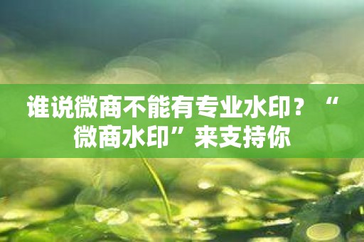 谁说微商不能有专业水印？“微商水印”来支持你