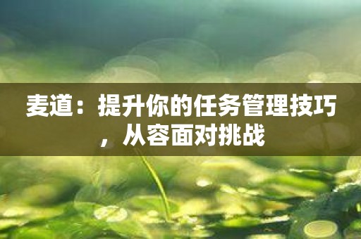 麦道：提升你的任务管理技巧，从容面对挑战