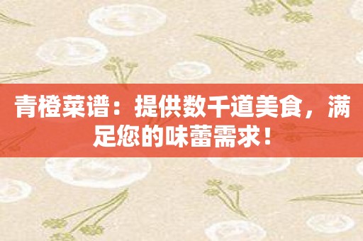 青橙菜谱：提供数千道美食，满足您的味蕾需求！