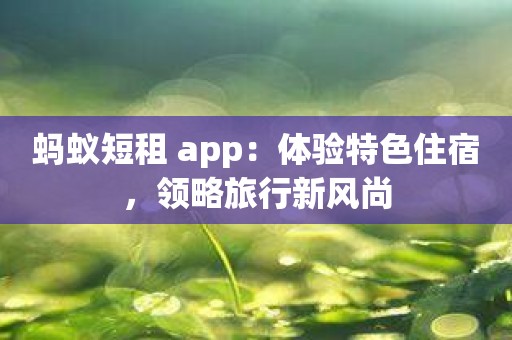 蚂蚁短租 app：体验特色住宿，领略旅行新风尚