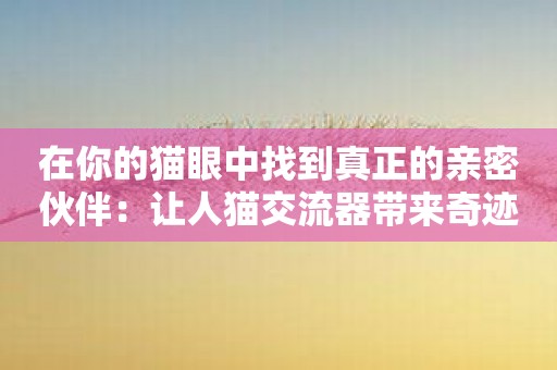 在你的猫眼中找到真正的亲密伙伴：让人猫交流器带来奇迹！