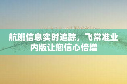 航班信息实时追踪，飞常准业内版让您信心倍增