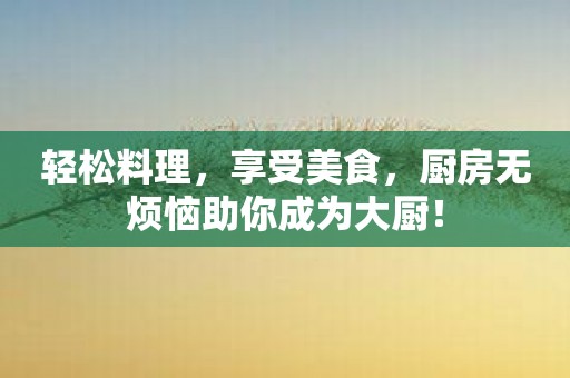 轻松料理，享受美食，厨房无烦恼助你成为大厨！