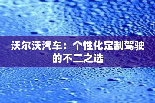 沃尔沃汽车：个性化定制驾驶的不二之选